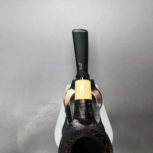 MBSD Briars by Piero Vitale Black Sandblasted Author w/ Boxwood Briar Pipe, New - Image 5