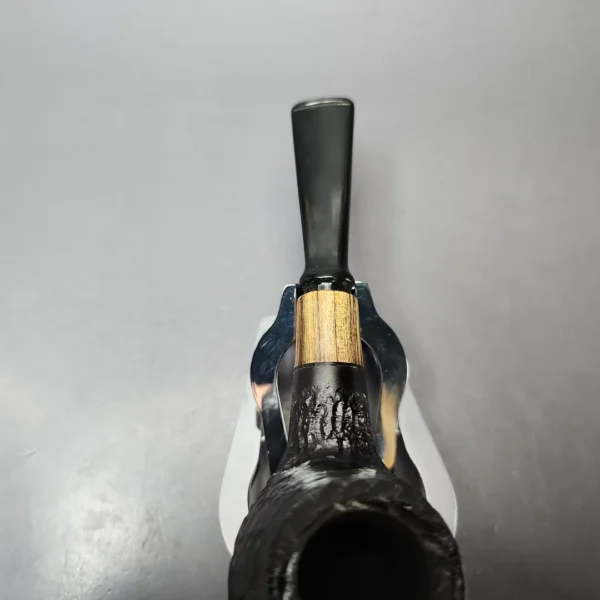 MBSD Briars by Piero Vitale Black Rusticated Author w/ Zebrawood Briar Pipe, New - Image 5