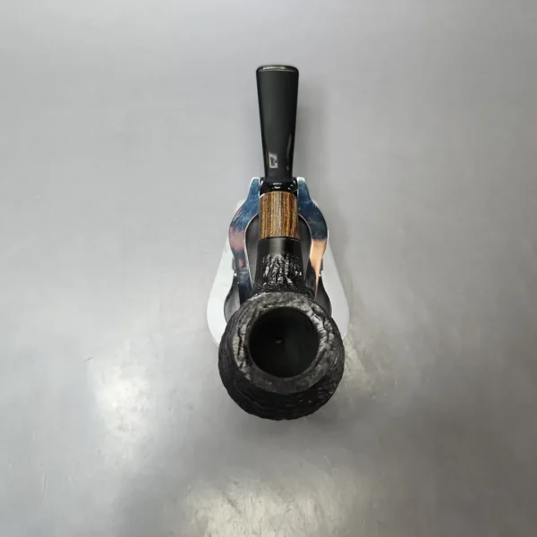 MBSD Briars by Piero Vitale Black Rusticated Author w/ Zebrawood Briar Pipe, New - Image 6