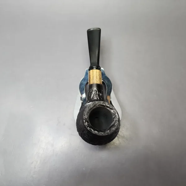 MBSD Briars by Piero Vitale Black Rusticated Author w/ Zebrawood Briar Pipe, New - Image 6