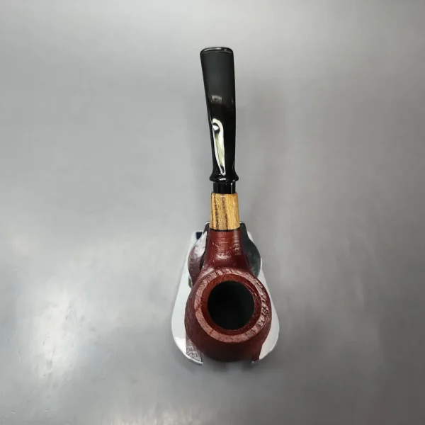 MBSD Briars by Piero Vitale Red Sandblasted Brandy w/ Zebrawood Briar Pipe, New - Image 6