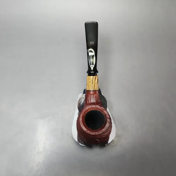 MBSD Briars by Piero Vitale Vintage Sandblasted Brandy w/ Zebrawood Briar Pipe, New - Image 6