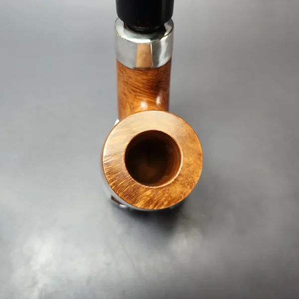 Peterson House Pipe Natural Bent Smooth Oom Paul w/ Silver Estate Briar Pipe, Unsmoked - Image 6