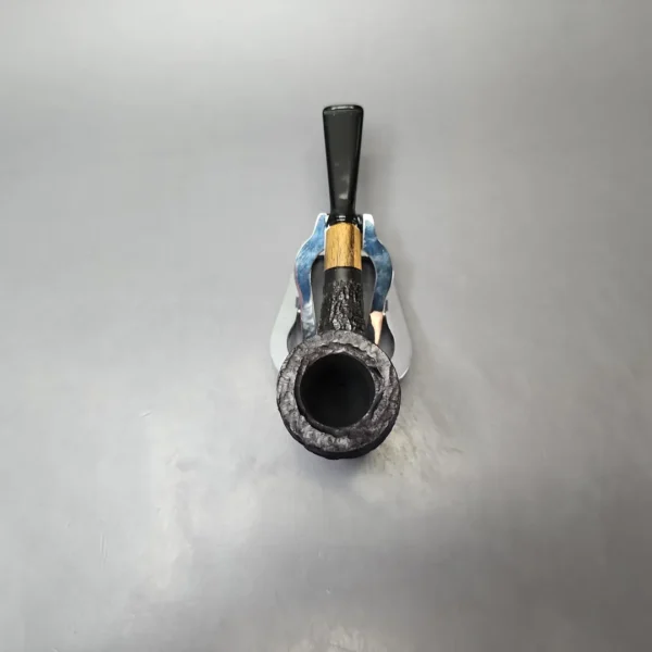 MBSD Briars by Piero Vitale Black Rusticated Billiard w/ Zebrawood Briar Pipe, New - Image 6