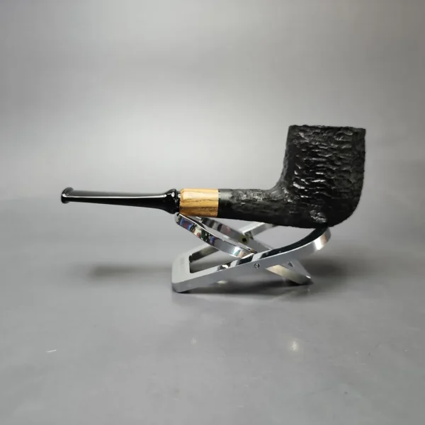 MBSD Briars by Piero Vitale Black Rusticated Billiard w/ Zebrawood Briar Pipe, New - Image 7