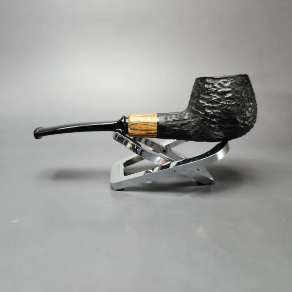 MBSD Briars by Piero Vitale Black Rusticated Author w/ Olivewood Briar Pipe, New - Image 7