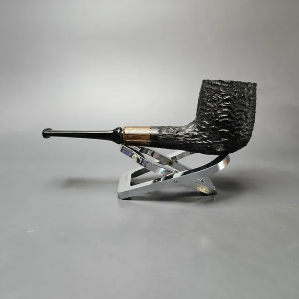MBSD Briars by Piero Vitale Black Rusticated Billiard w/ Zebrawood Briar Pipe, New - Image 7