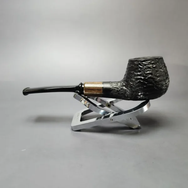 MBSD Briars by Piero Vitale Black Rusticated Author w/ Zebrawood Briar Pipe, New - Image 7