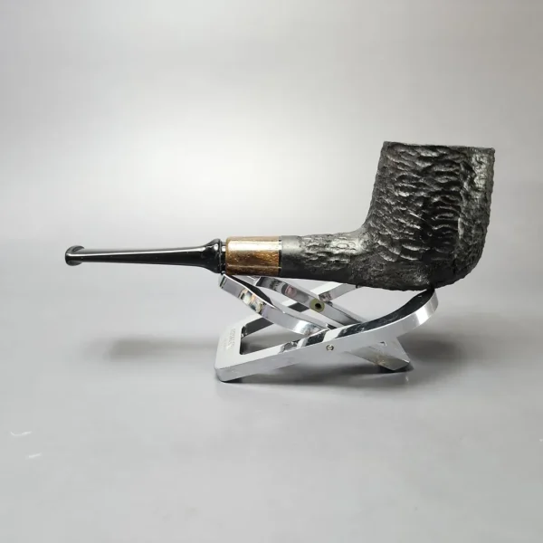 MBSD Briars by Piero Vitale Black Rusticated Billiard w/ Zebrawood Briar Pipe, New - Image 7