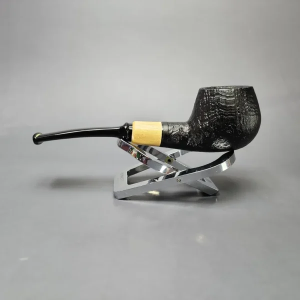 MBSD Briars by Piero Vitale Black Sandblasted Author w/ Boxwood Briar Pipe, New - Image 7
