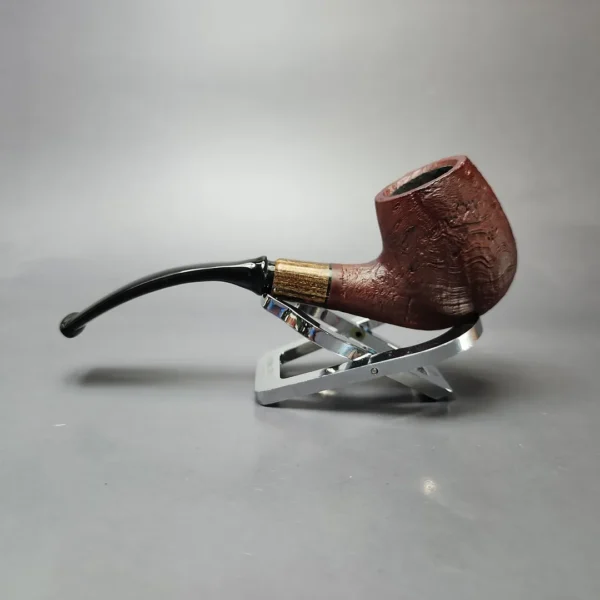 MBSD Briars by Piero Vitale Vintage Sandblasted Brandy w/ Zebrawood Briar Pipe, New - Image 7