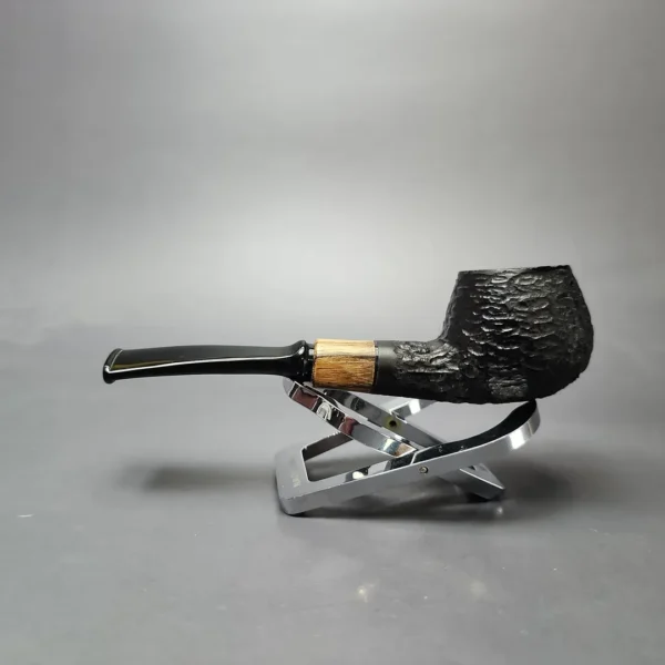 MBSD Briars by Piero Vitale Black Rusticated Author w/ Zebrawood Briar Pipe, New - Image 7