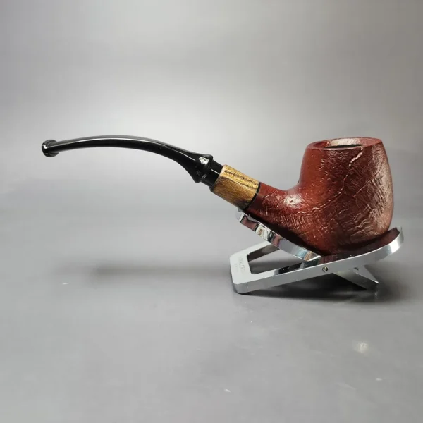MBSD Briars by Piero Vitale Red Sandblasted Brandy w/ Zebrawood Briar Pipe, New - Image 7