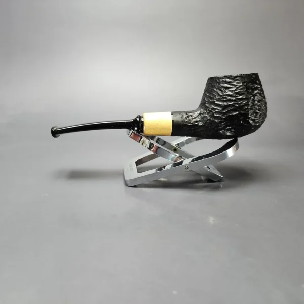 MBSD Briars by Piero Vitale Black Rusticated Author w/ Boxwood Briar Pipe, New - Image 7