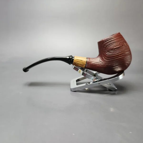 MBSD Briars by Piero Vitale Vintage Sandblasted Brandy w/ Zebrawood Briar Pipe, New - Image 7
