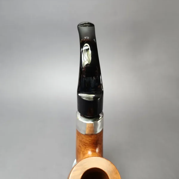 Peterson House Pipe Natural Bent Smooth Oom Paul w/ Silver Estate Briar Pipe, Unsmoked - Image 7