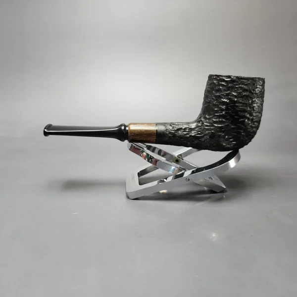 MBSD Briars by Piero Vitale Black Rusticated Billiard w/ Zebrawood Briar Pipe, New - Image 7
