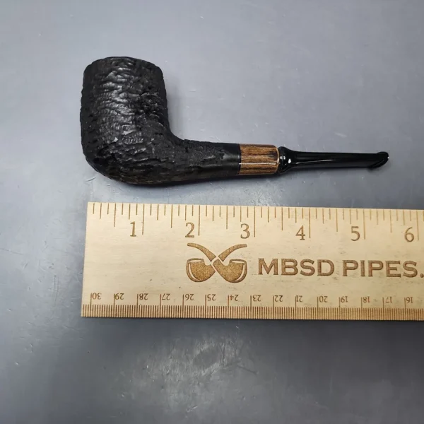 MBSD Briars by Piero Vitale Black Rusticated Billiard w/ Zebrawood Briar Pipe, New - Image 8
