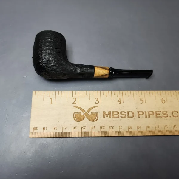MBSD Briars by Piero Vitale Black Rusticated Billiard w/ Zebrawood Briar Pipe, New - Image 8