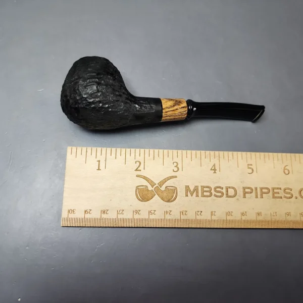 MBSD Briars by Piero Vitale Black Rusticated Author w/ Olivewood Briar Pipe, New - Image 8