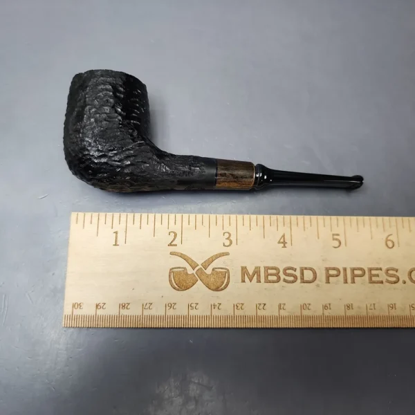 MBSD Briars by Piero Vitale Black Rusticated Billiard w/ Zebrawood Briar Pipe, New - Image 8