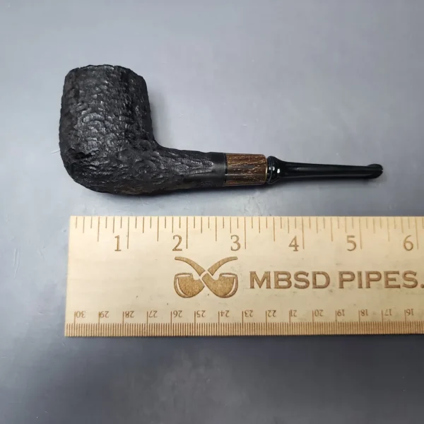 MBSD Briars by Piero Vitale Black Rusticated Billiard w/ Zebrawood Briar Pipe, New - Image 8