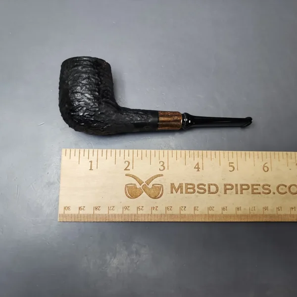 MBSD Briars by Piero Vitale Black Rusticated Billiard w/ Zebrawood Briar Pipe, New - Image 8