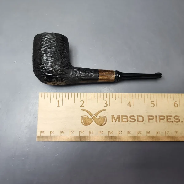 MBSD Briars by Piero Vitale Black Rusticated Billiard w/ Zebrawood Briar Pipe, New - Image 8
