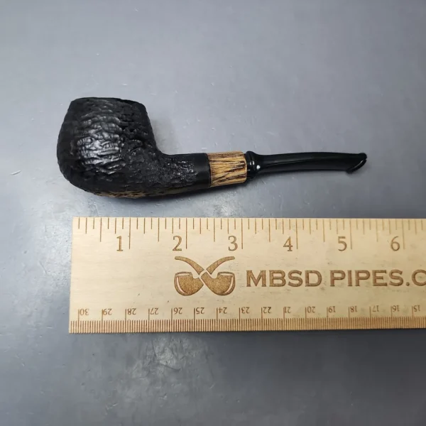 MBSD Briars by Piero Vitale Black Rusticated Author w/ Zebrawood Briar Pipe, New - Image 8