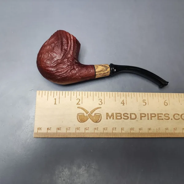 MBSD Briars by Piero Vitale Vintage Sandblasted Brandy w/ Zebrawood Briar Pipe, New - Image 8