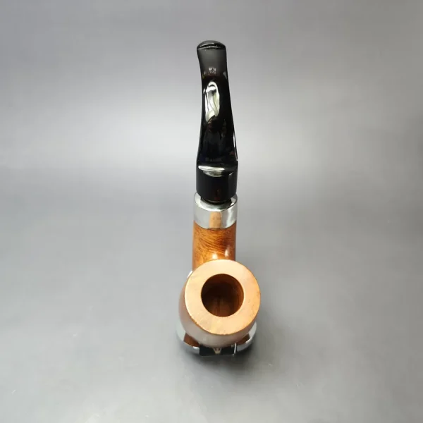 Peterson House Pipe Natural Bent Smooth Oom Paul w/ Silver Estate Briar Pipe, Unsmoked - Image 8