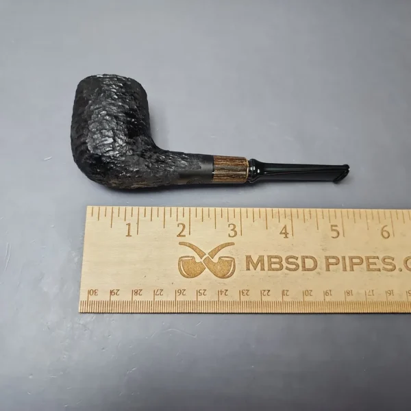 MBSD Briars by Piero Vitale Black Rusticated Billiard w/ Zebrawood Briar Pipe, New - Image 8