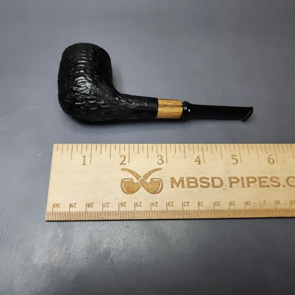 MBSD Briars by Piero Vitale Black Rusticated Billiard w/ Olivewood Briar Pipe, New - Image 8