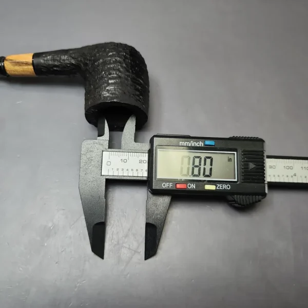 MBSD Briars by Piero Vitale Black Rusticated Billiard w/ Zebrawood Briar Pipe, New - Image 9