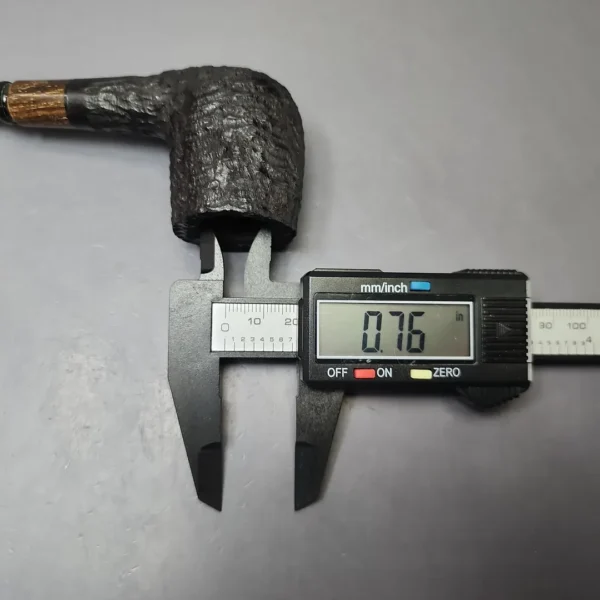 MBSD Briars by Piero Vitale Black Rusticated Billiard w/ Zebrawood Briar Pipe, New - Image 9