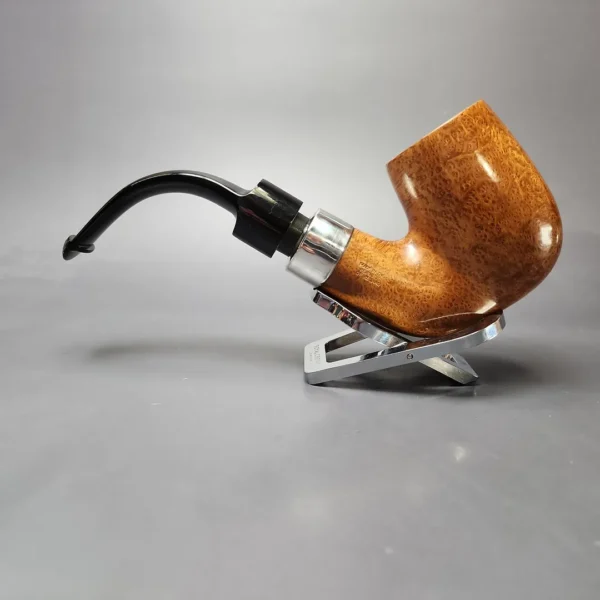 Peterson House Pipe Natural Bent Smooth Oom Paul w/ Silver Estate Briar Pipe, Unsmoked - Image 9