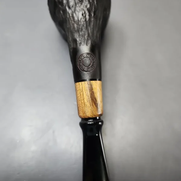 MBSD Briars by Piero Vitale Black Rusticated Billiard w/ Zebrawood Briar Pipe, New - Image 10