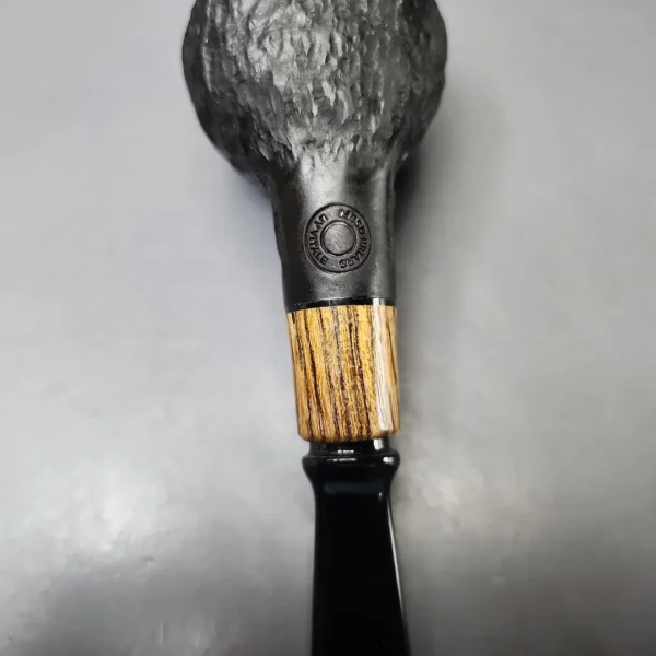 MBSD Briars by Piero Vitale Black Rusticated Author w/ Olivewood Briar Pipe, New - Image 10