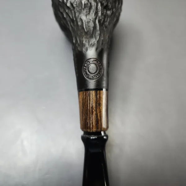 MBSD Briars by Piero Vitale Black Rusticated Billiard w/ Zebrawood Briar Pipe, New - Image 10