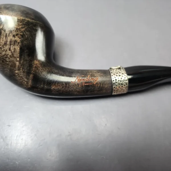 Nording Silver Classic Smooth Rhodesian Horn Estate Briar Pipe, Unsmoked - Image 10