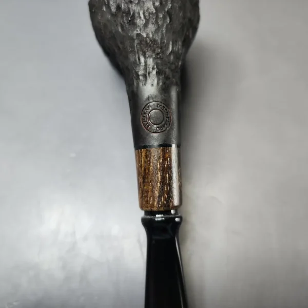 MBSD Briars by Piero Vitale Black Rusticated Billiard w/ Zebrawood Briar Pipe, New - Image 10
