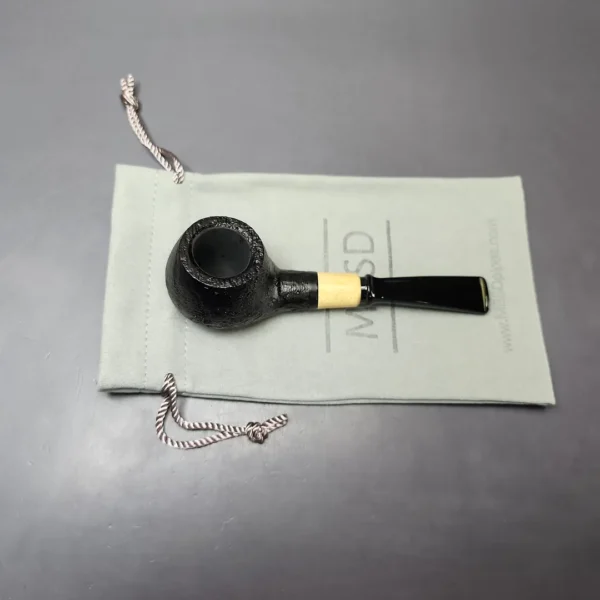 MBSD Briars by Piero Vitale Black Sandblasted Author w/ Boxwood Briar Pipe, New - Image 10