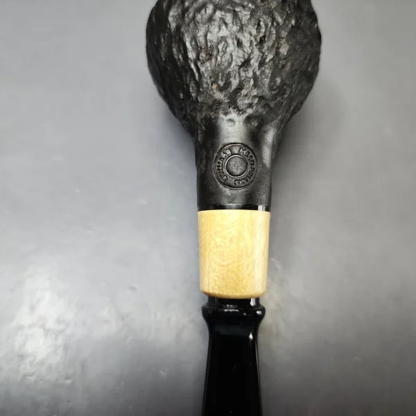 MBSD Briars by Piero Vitale Black Rusticated Author w/ Boxwood Briar Pipe, New - Image 10
