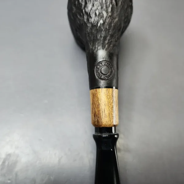 MBSD Briars by Piero Vitale Black Rusticated Billiard w/ Zebrawood Briar Pipe, New - Image 10