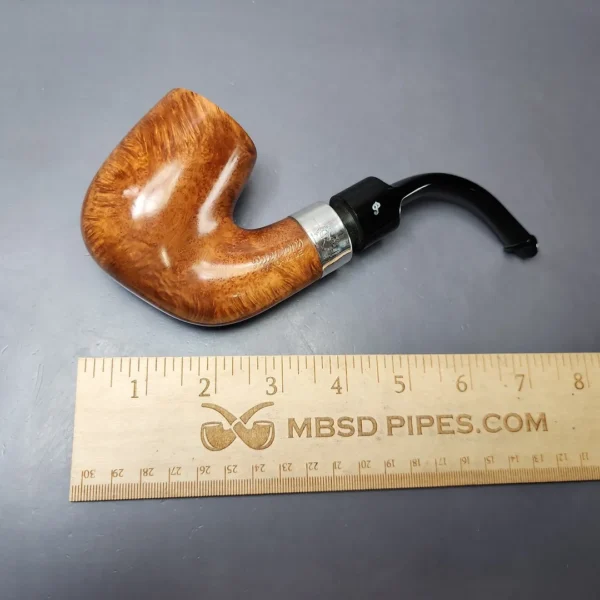 Peterson House Pipe Natural Bent Smooth Oom Paul w/ Silver Estate Briar Pipe, Unsmoked - Image 10