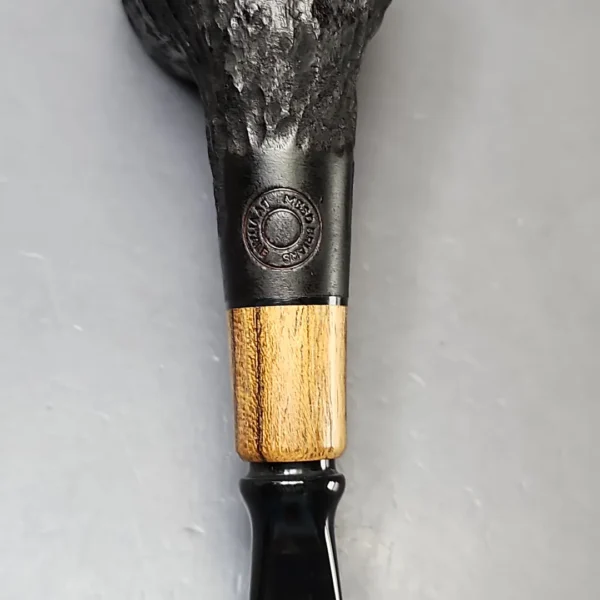 MBSD Briars by Piero Vitale Black Rusticated Billiard w/ Olivewood Briar Pipe, New - Image 10