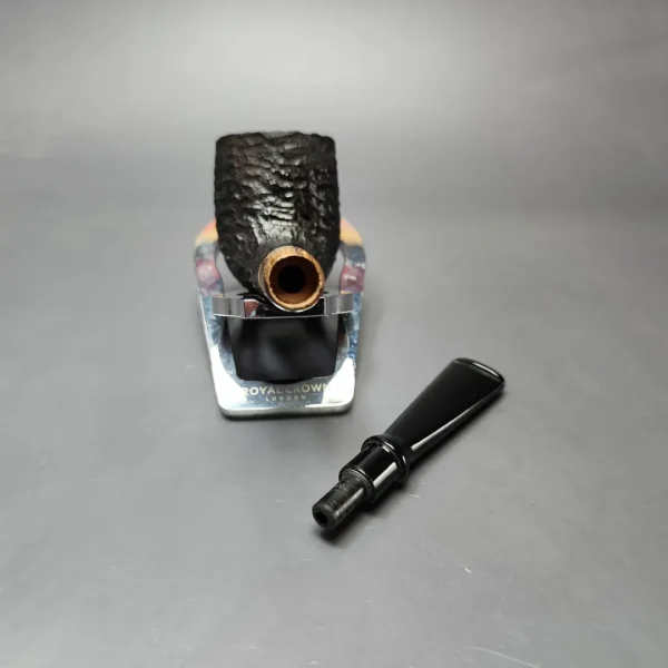 MBSD Briars by Piero Vitale Black Rusticated Billiard w/ Zebrawood Briar Pipe, New - Image 11