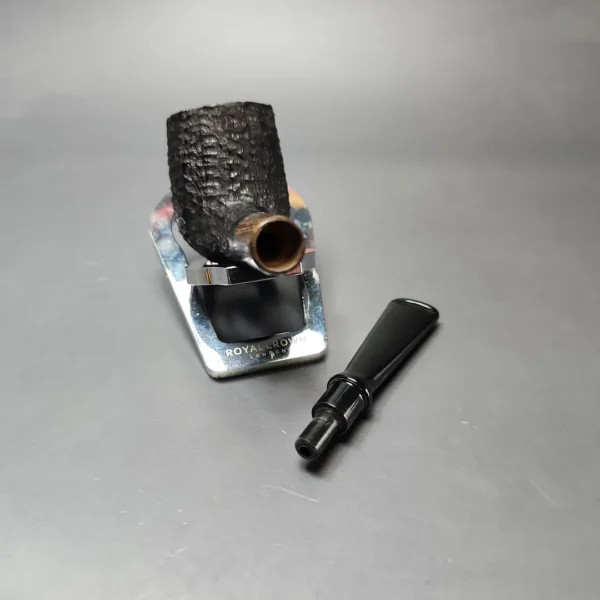 MBSD Briars by Piero Vitale Black Rusticated Billiard w/ Zebrawood Briar Pipe, New - Image 11