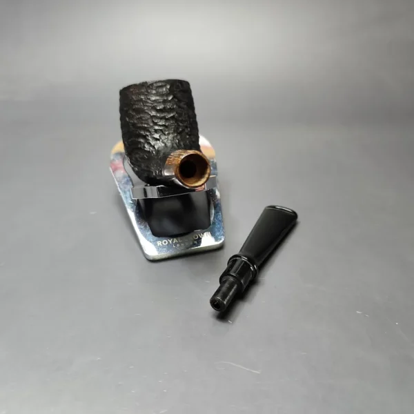 MBSD Briars by Piero Vitale Black Rusticated Billiard w/ Zebrawood Briar Pipe, New - Image 11