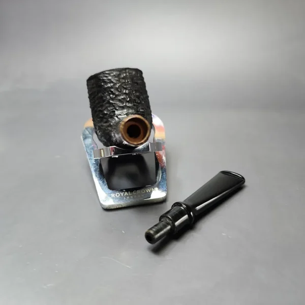 MBSD Briars by Piero Vitale Black Rusticated Billiard w/ Zebrawood Briar Pipe, New - Image 11